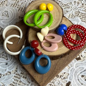 Dopamine Acrylic Statement Earrings: Y2K Retro Chunky Hoops