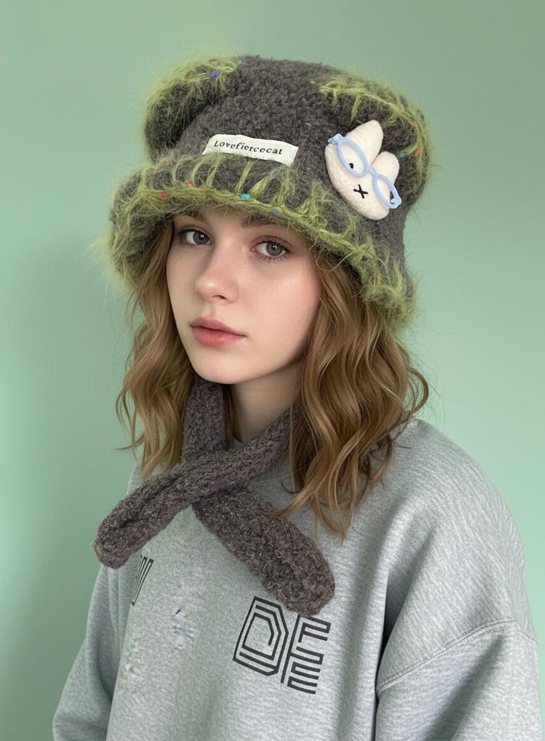 Handmade Fuzzy Bunny Ear Winter Hat, Crochet Plush Beanie With Faux Fur ...