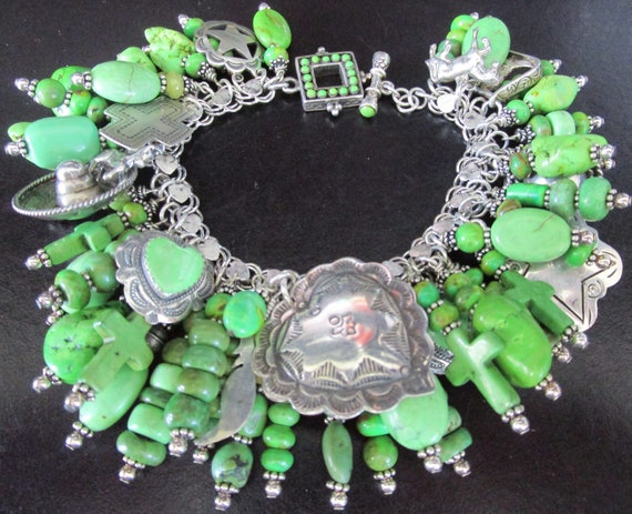 MASSIVE Sterling Silver Genuine Green Turquoise Me