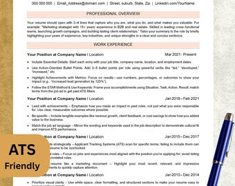 Modern ATS Friendly Resume Template, Modern CV Template, Modern Clear Resume Template, Customize Resume, Word Resume Template, CV Template