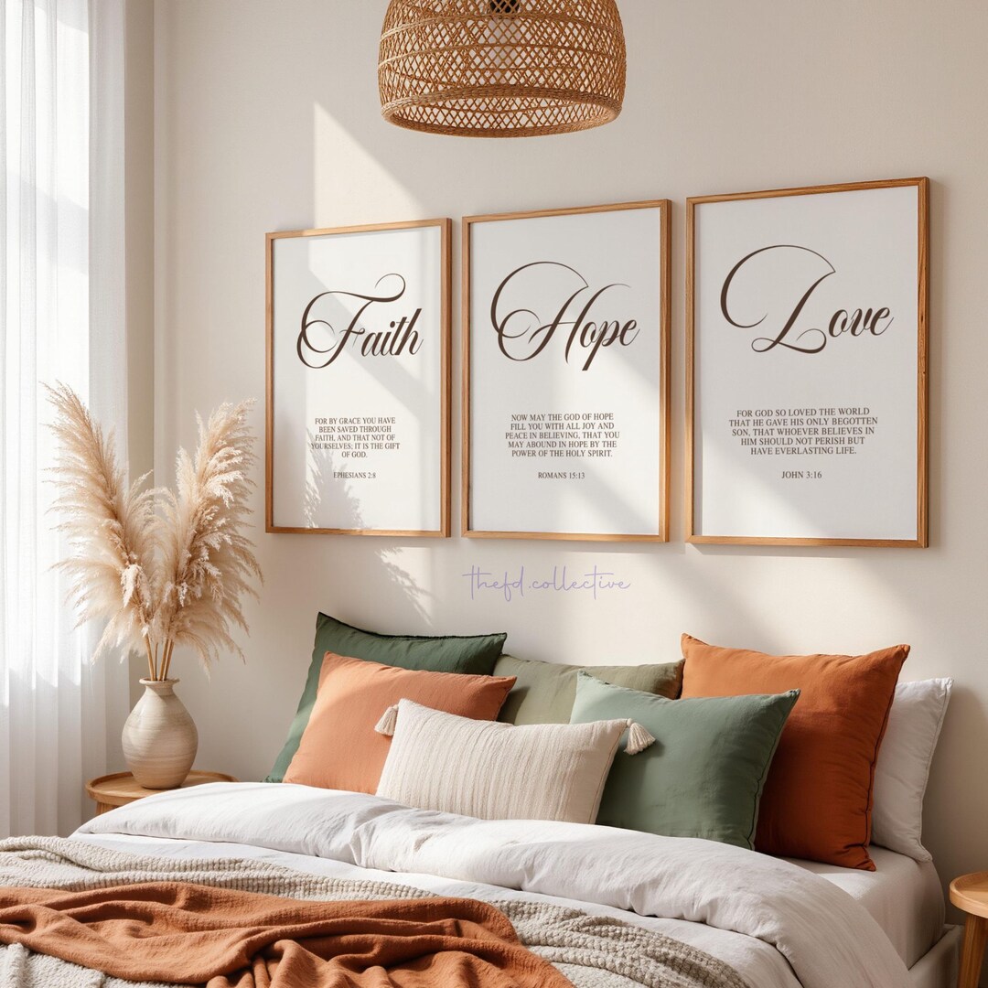 Minimalist Christian Art Print, Printable Bible Verse Poster, Set of 3 ...