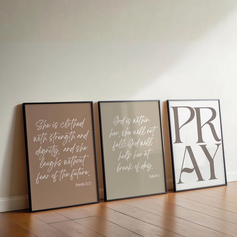 Modern Christian Art Set of 3, Elegant Faith Posters, Christian Girl ...