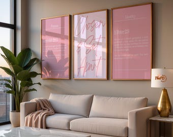 Pink Christian Wall Decor, Set of 3 Modern Bible Verse Prints, Scripture Poster, Christian Girl Art, Philippians 4:6, Isaiah 41 Faith Print