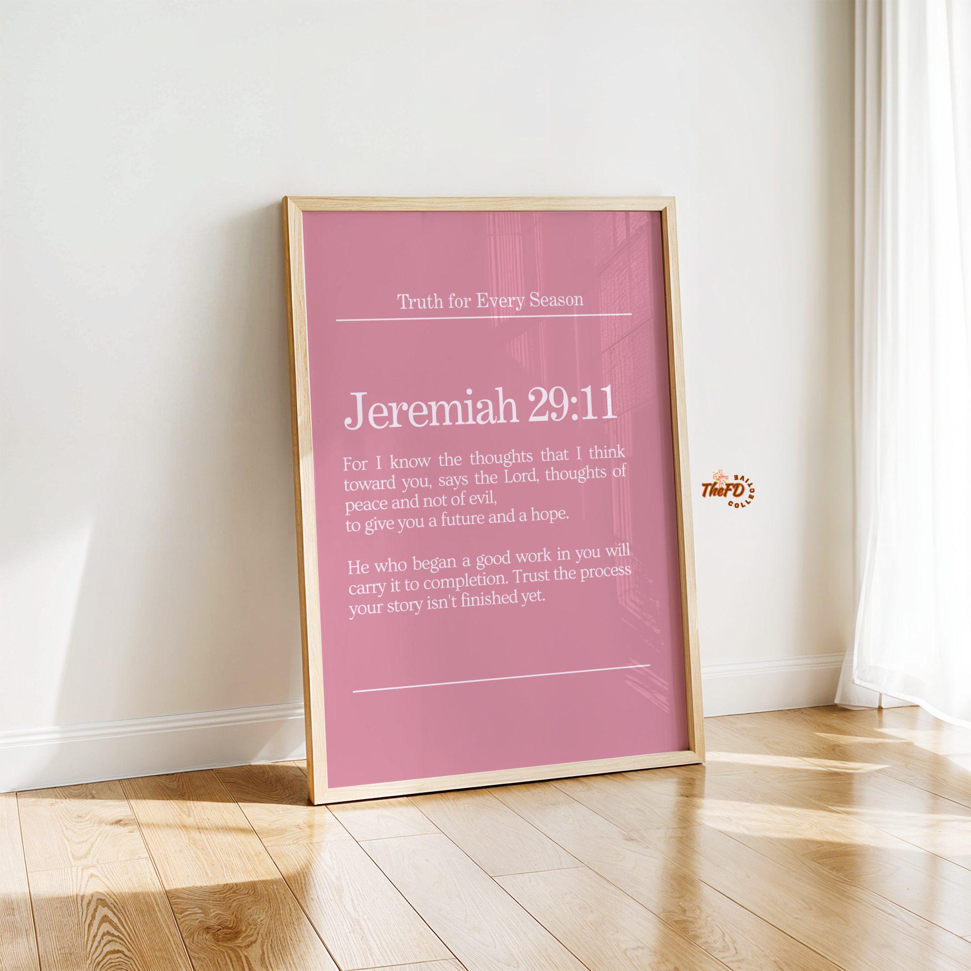 Faith Wall Art Set of 3, Modern Pink Christian Print, Jeremiah 29:11 ...