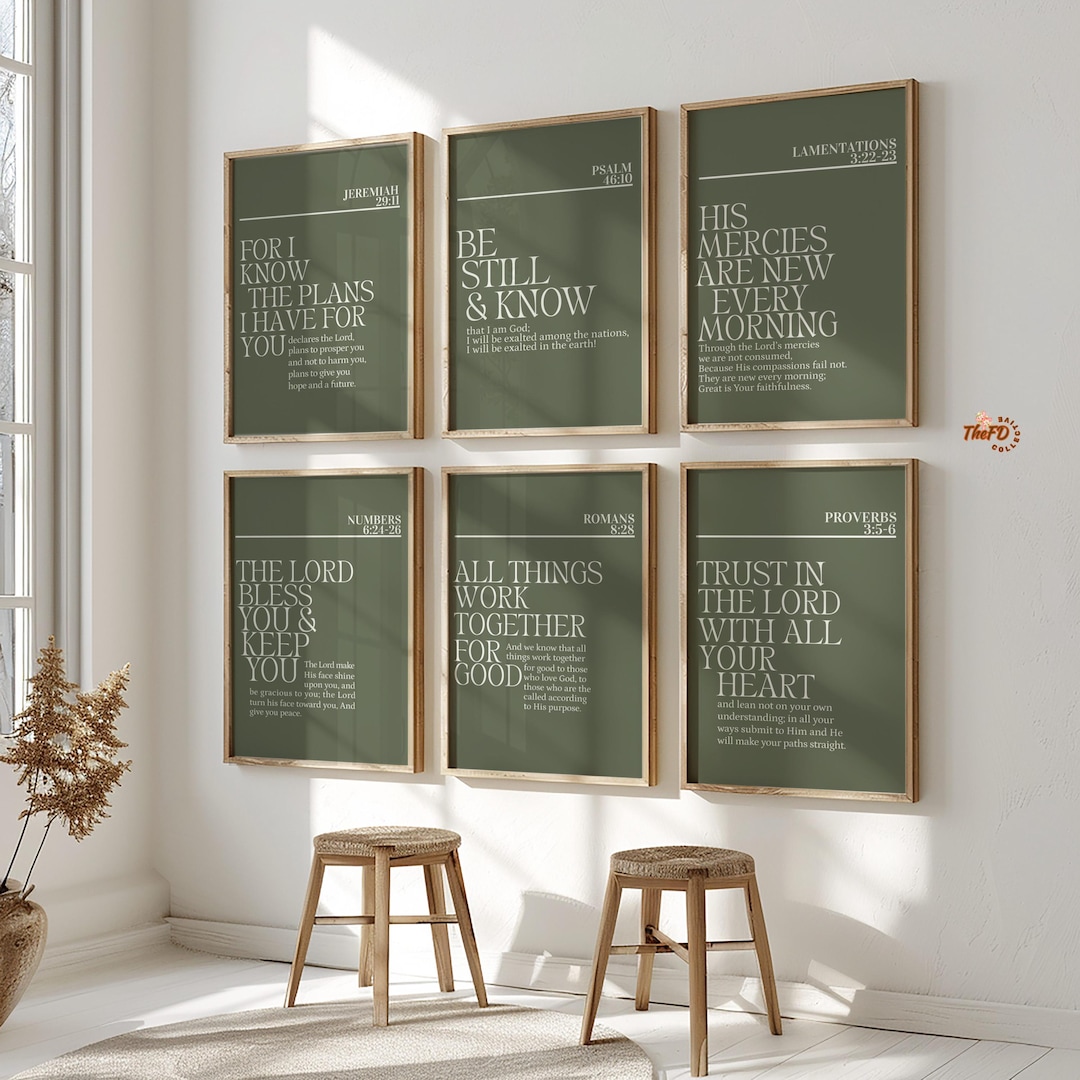 Christian Bundle Wall Art Set of 6, Modern Scripture Prints, Digital ...