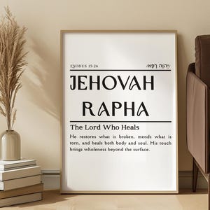 Jehovah Rapha Faith Poster, Hebrew Names of God Digital Print, Exodus 15:26 Bible Verse Print, Healing Wall Art, Christian Prints Downloads
