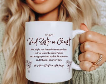 Personalized Sister in Christ Mug, Christian Mug With Name, Religious Gift, Custom Coffee Mug, Friendship Gift, Best Friend Birthday Gift