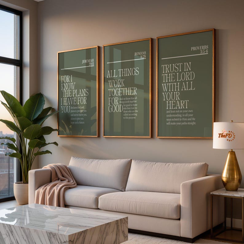 Christian Bundle Wall Art Set of 6, Modern Scripture Prints, Digital ...