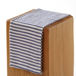 Handmade Linen Beach Blanket: Blue Striped, Soft & Quick-Dry