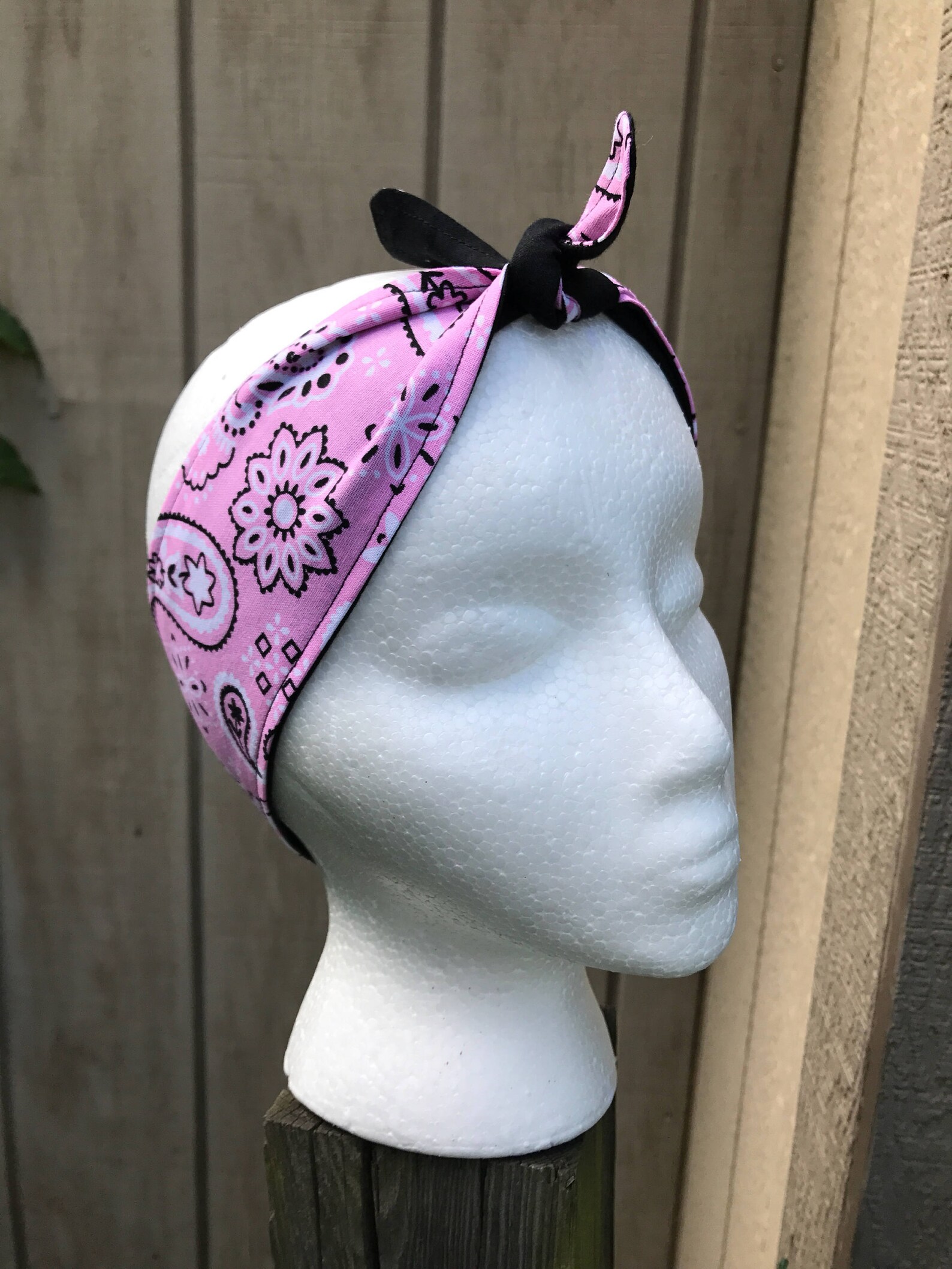 Pink Bandana Tie Headband Etsy