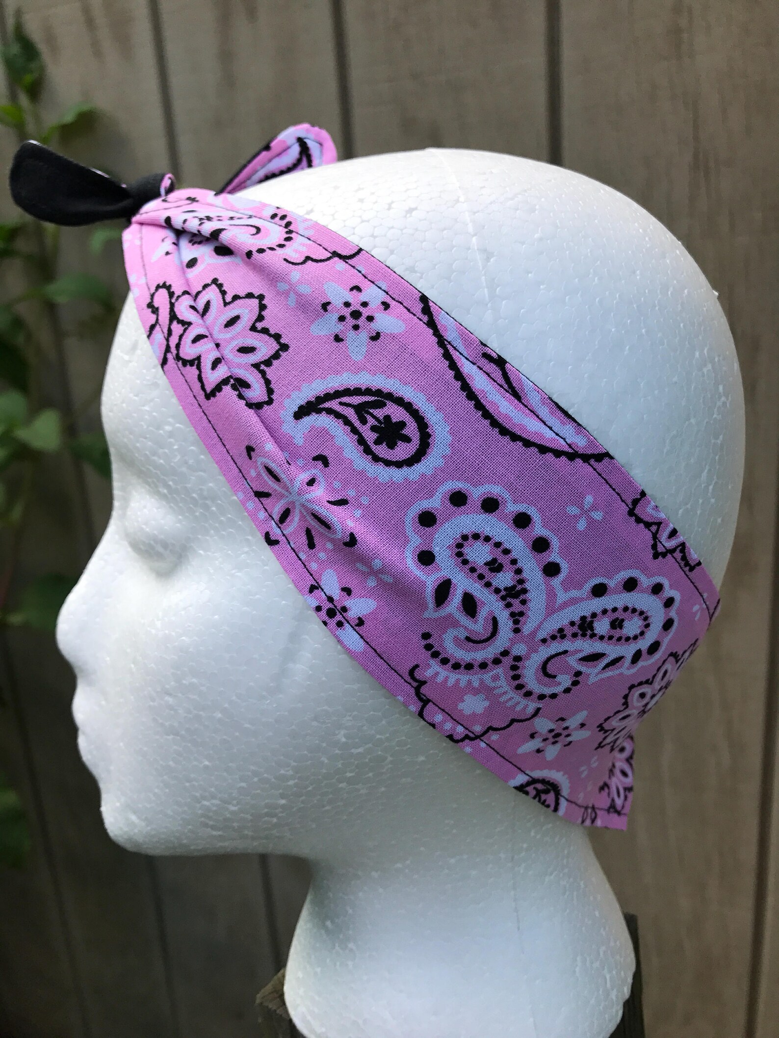 Pink Bandana Tie Headband Etsy
