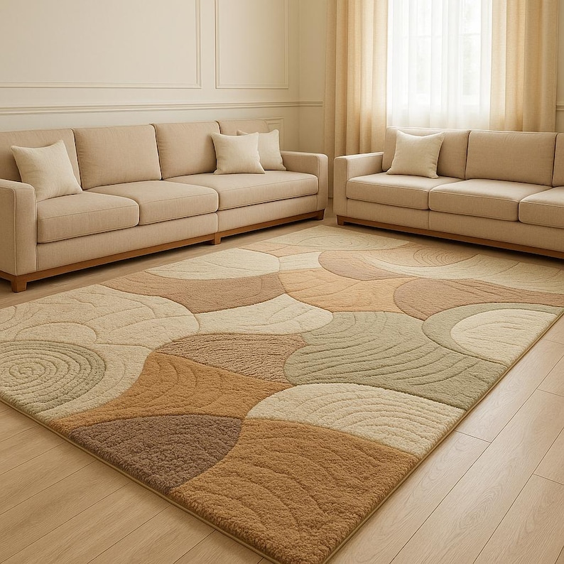 Earthy Colored Area Rug Hand-tufted Wool Area Rug | Abstract Earth Tones | Plush Modern Carpet ...