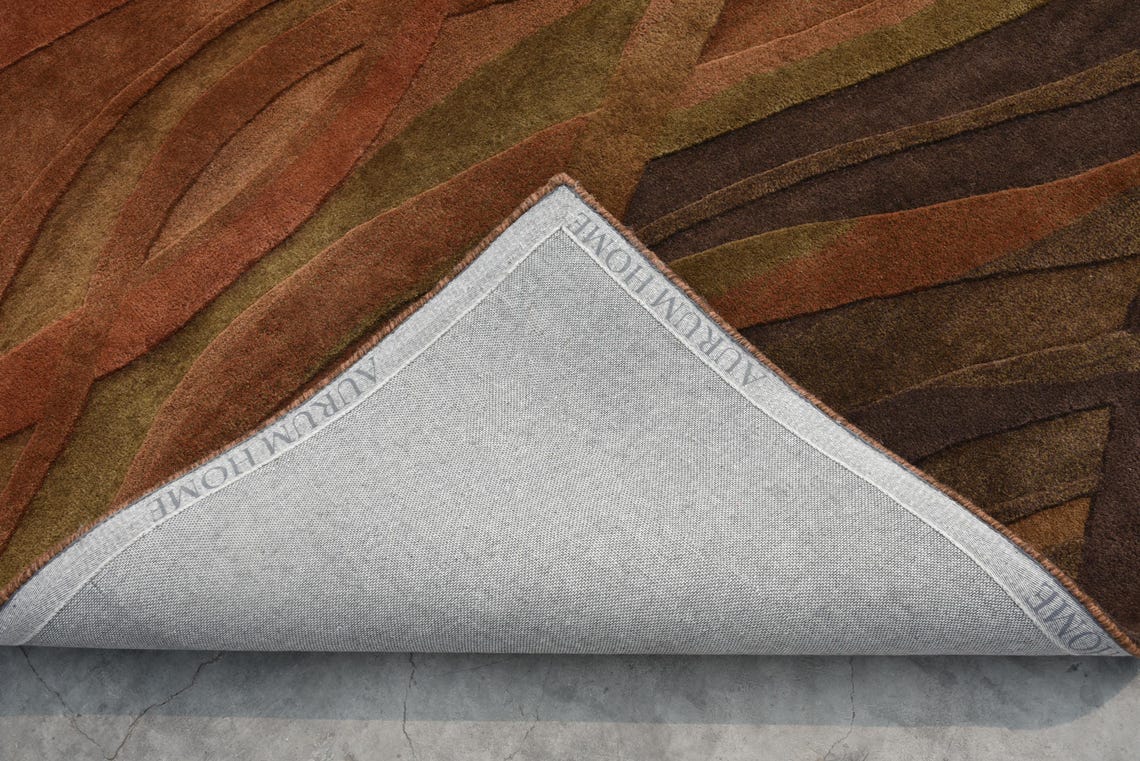 Hand-tufted Autumn Flame Abstract Rug: Modern Earth Tones | Bed Room ...