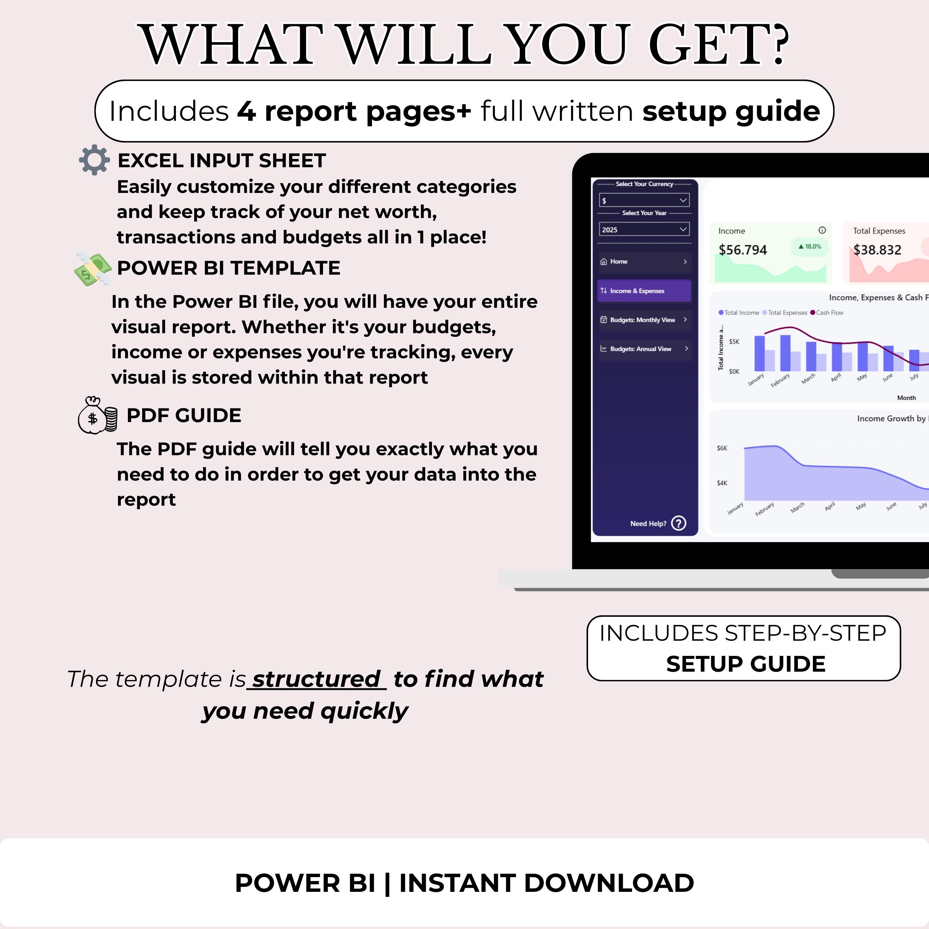 Power BI Personal Finance Tracker | Net Worth, Income Expense Dashboard ...
