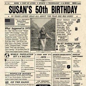 Personalized 1975 Newspaper Poster • 50th Birthday Gift for Women or Men • Vintage Digital Download • Custom Birthday Keepsake