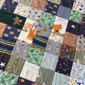 Baby Clothes Memory Quilt - Personalised Keepsake Blanket from Baby First Outfits - Handcrafted Baby Patchwork Quilt