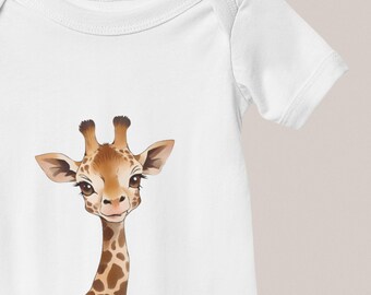 Body per neonati con giraffa adorabile, in cotone biologico, ideale come regalo per baby shower, completo per neonato, abbigliamento ecologico per bambini.