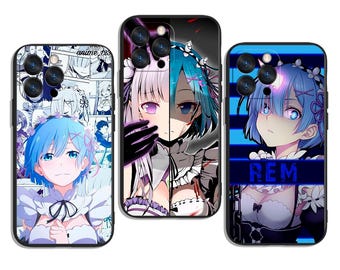 Blue-Haired REM Anime Trendy and Protective Case Cover Art for All iPhone & Samsung Galaxy Models