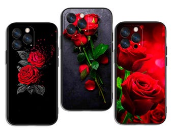 Romantic Red Rose Floral Pattern for Valentine's Mood Style Trendy and Protective Case Cover Art for All iPhone & Samsung Galaxy Models