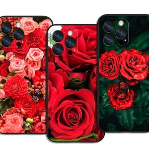 Romantic Red Flowers Bloom Trendy and Protective Case Cover Art for All iPhone & Samsung Galaxy Models