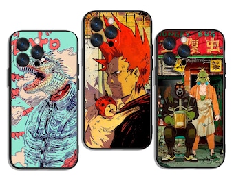 Japanese Anime Dark Urban Chaos with Reptile Warrior Style Trendy and Protective Case Cover Art for All iPhone & Samsung Galaxy Models