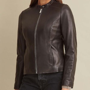 Biker Leather Jacket for Women Black