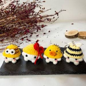 Crochet Cute Mushroom Keychain, Buy 2 Get 1, Handmade Crochet Mushroom Wearing Hat Keychain, Cute Gift, Fun Keyring Mushroom, Birthday Gift