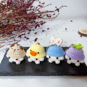 Crochet Cute Mushroom Keychain, Buy 2 Get 1, Handmade Crochet Mushroom Wearing Hat Keychain, Cute Gift, Fun Keyring Mushroom, Birthday Gift