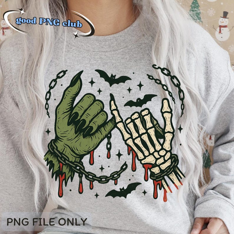 Horror Handshake Monster and Skeleton Handshake PNG: Gothic Horror Clipart (digital ...