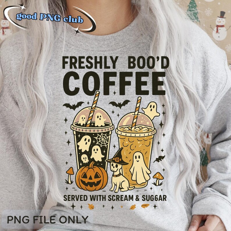 Freshly Boo’d Coffee PNG | Halloween Ghost Coffee Clipart | Spooky ...