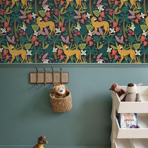 Carta da parati murale moderna di metà secolo, staccabile e attaccabile, decorazione murale funky mod - H96 x L120