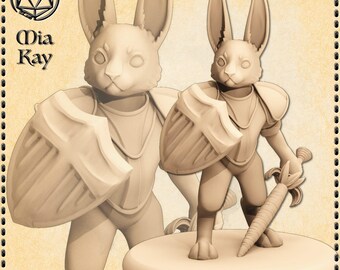 Rabbit Warrior miniature by M3DM