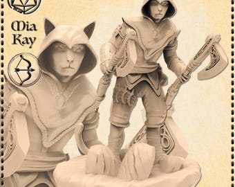 Catfolk Rogue with Axes miniature by M3DM