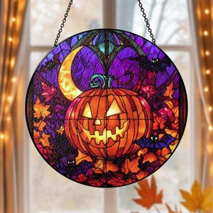 Faux Stained Glass Pumpkin Acrylic Suncatcher, Fall Pumpkin Decor Stained Glass Suncatcher, Pumpkin Gift, Pumpkin Spooky Season Suncatcher