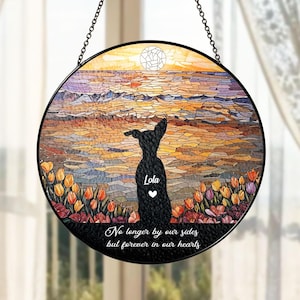 Custom Dog Memorial Suncatcher with Dog Breed, Personalized Dog Suncatcher With Name, Dog Remembrance Gift, Dog Memorial Gift, Dog Loss Gift