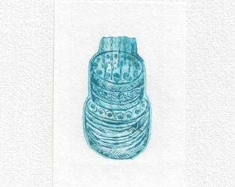 Mini Cake Drypoint Etching Print / A6 Tiny Original Art