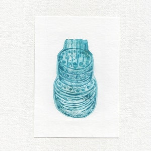 Mini Cake Drypoint Etching Print / A6 Tiny Original Art