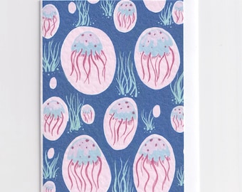 Tarjeta de felicitación de medusas / Ilustración de vida marina