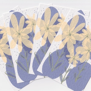 Postkarten Set / Gelb Blau Blumen Mini Prints / A6 Scandinavian Modern Art