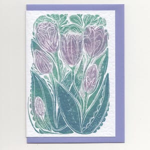 Lilac Tulips Greeting Card / All Occasion Notecard