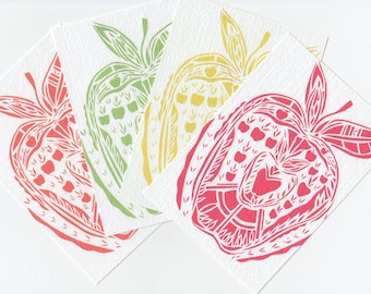 Apfel Postkarten Set / Pop Art Retro Mini Prints