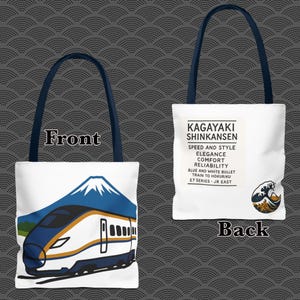 Kagayaki Shinkansen × Mt Fuji Einkaufstasche, Japanische Zugreise-Einkaufstasche, umweltfreundliche Handtasche der japanischen Eisenbahn, Reisegeschenk, wiederverwendbar