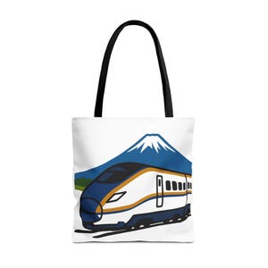 Japanische Shinkansen × Mt Fuji-Einkaufstasche, japanische Zugreise-Einkaufstasche, umweltfreundliche Handtasche der japanischen Eisenbahn, Reisegeschenk, wiederverwendbar