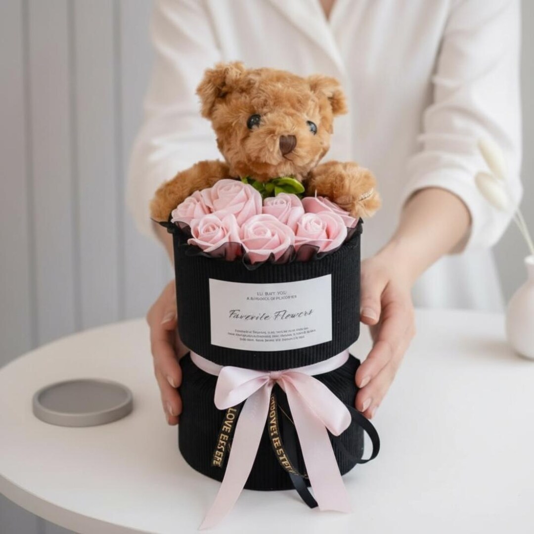 Teddy Bear Rose Bouquet – Handmade Plush Gift Box - Etsy