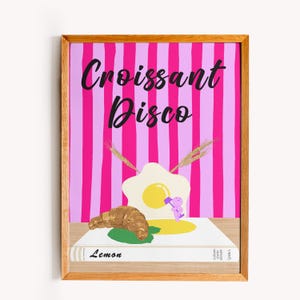 Póster decorativo "Croissant Disco" - Impresión de póster de pared moderno - Ideal como regalo y decoración original.