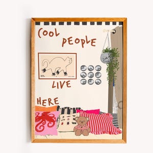Póster decorativo "Aquí vive gente genial" - Impresión de póster de pared moderno - Ideal para regalo y decoración original
