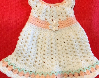 SALE - Baby Crochet Dress - Size 0-3 Months - READY to Ship - Crocheted Dress