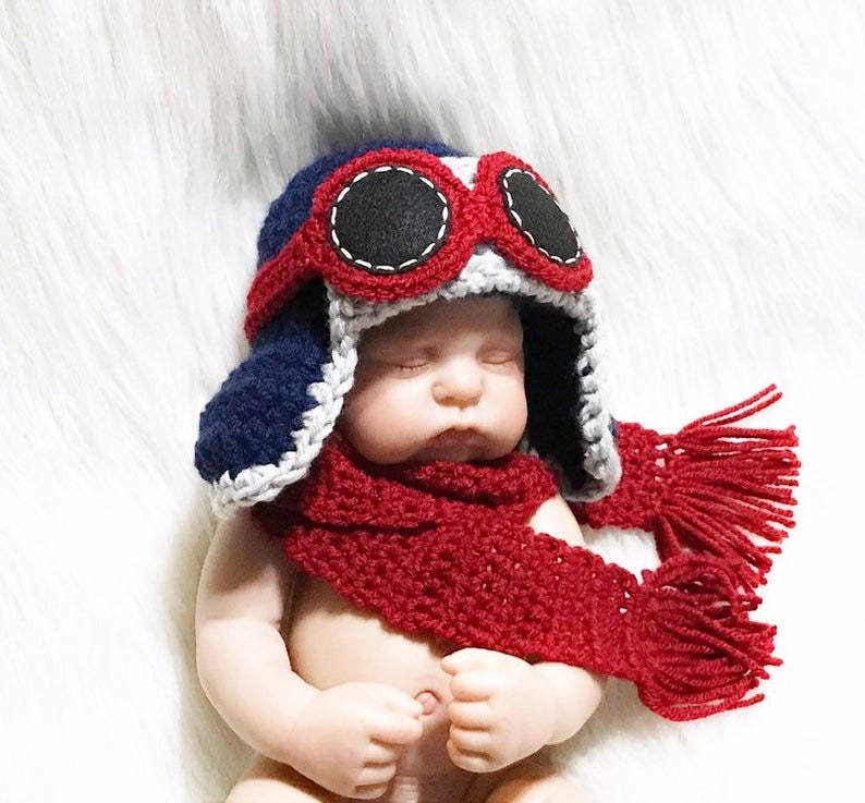 Newborn Baby Boy or Girl Aviator Hat w Goggles Aviator Etsy