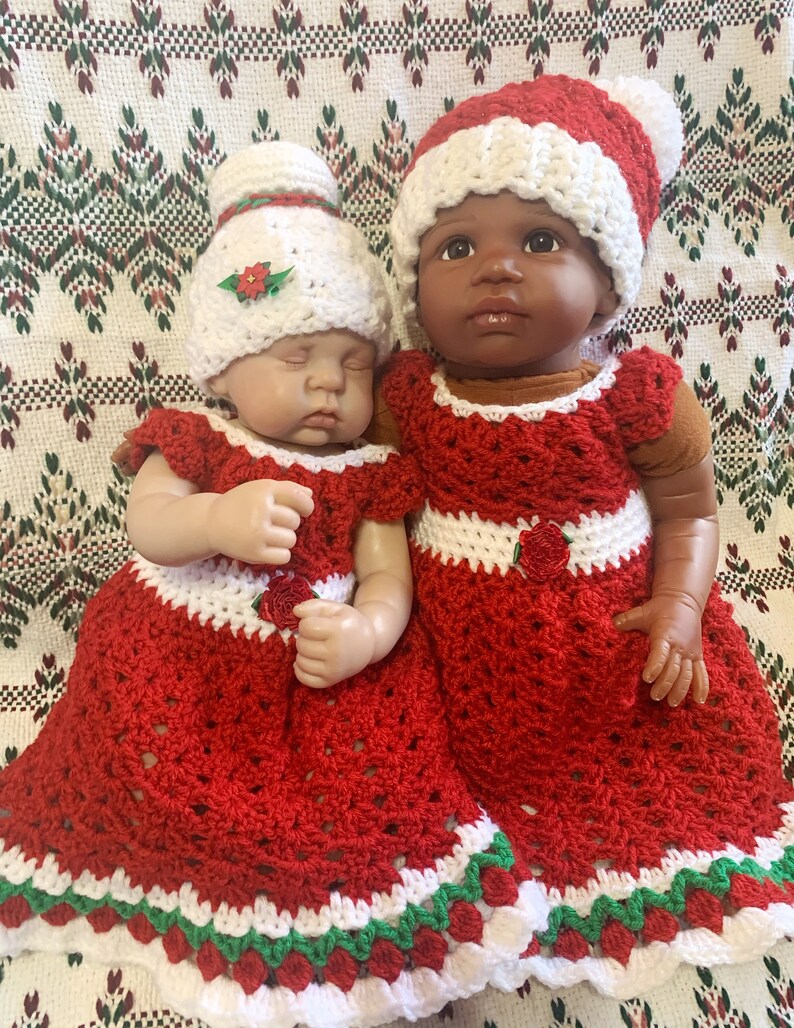 Made to Order Baby Girl Christmas Dress Crochet Dress /& Hat Santa Hat Mrs Santa Baby Photo Prop