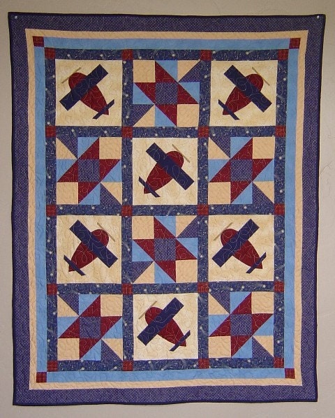 Airplane baby quilt sale